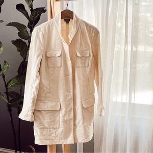 JJill Linen Blazer Jacket Oversized Small White Cream Quiet Luxury